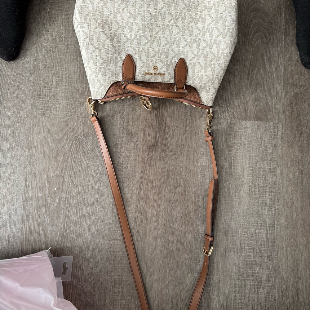 Michael Kors Cream and Brown Crossbody Bag